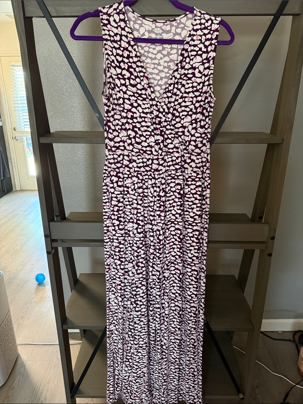 Market & Spruce Purple and White Printed Sleeveless Wrap-Front Jumpsuit